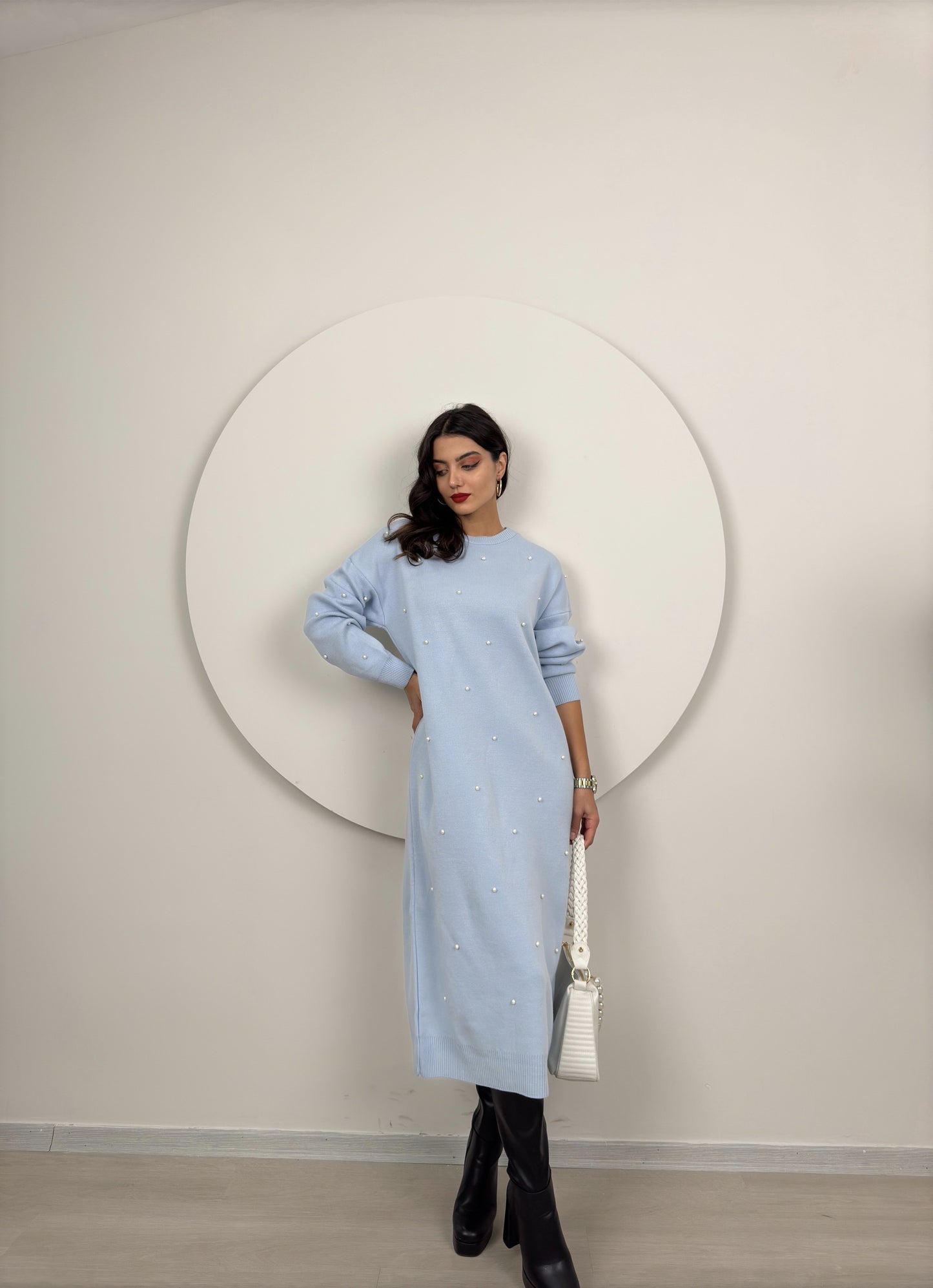 Perlenstrickkleid