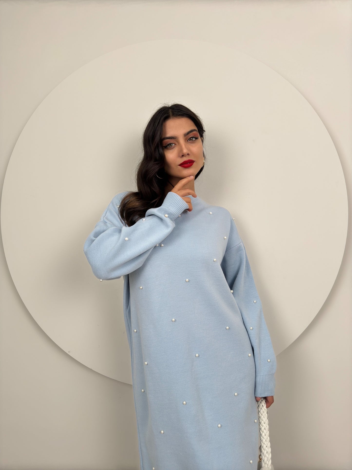 Perlenstrickkleid