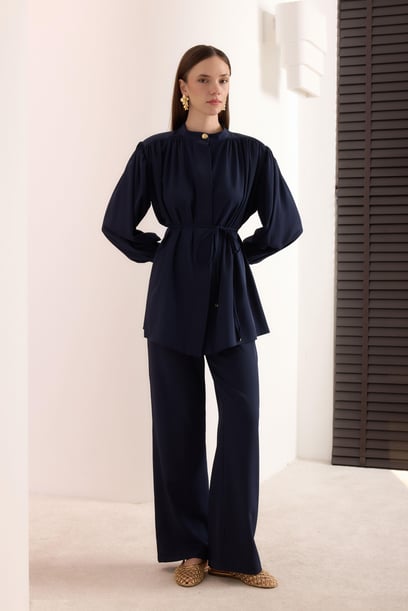 Elisa Schulterdetail-Set – Dunkelblau