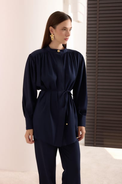 Elisa Schulterdetail-Set – Dunkelblau